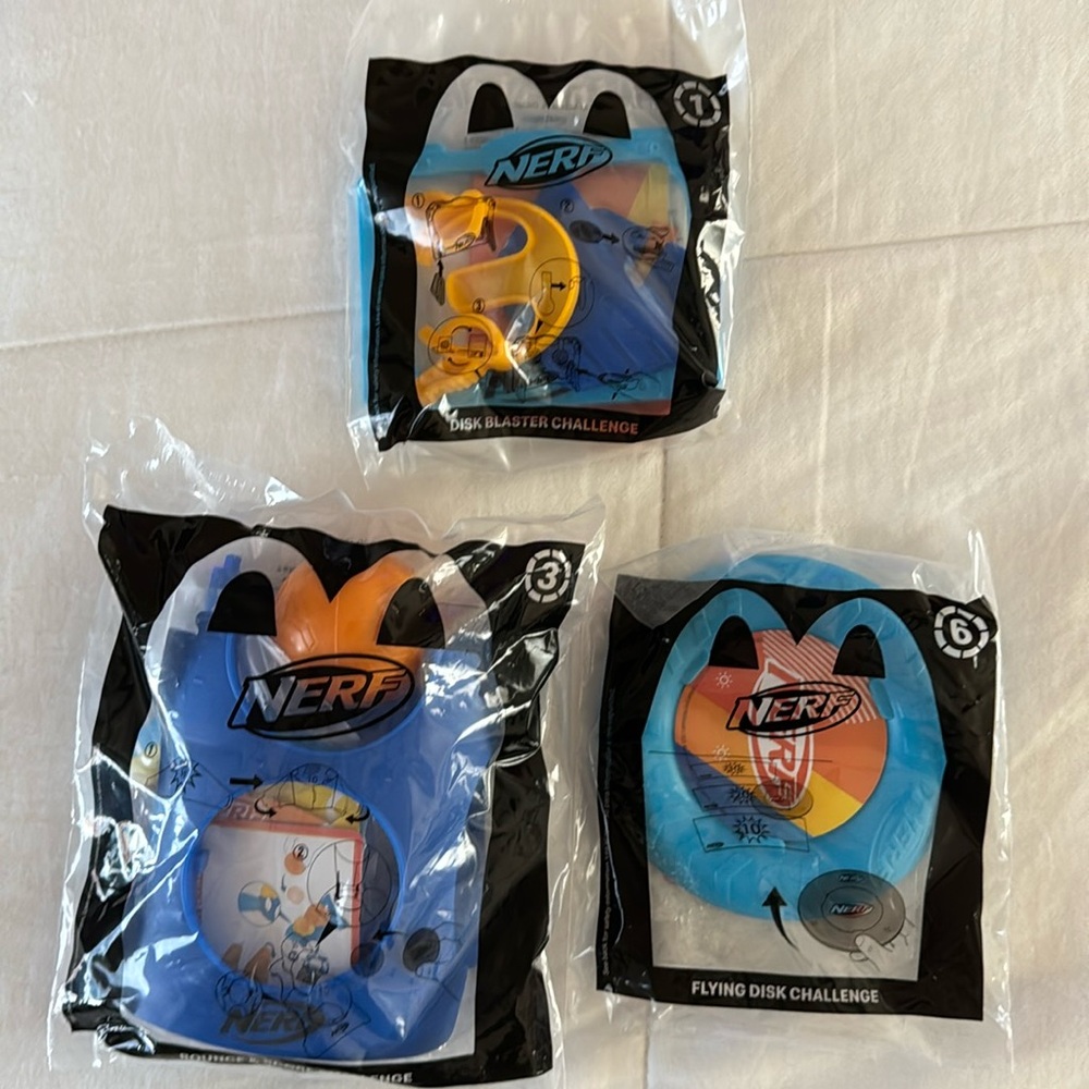2023 McDonald’s Happy Meal Nerf toys #1 #3 #6 New Sealed blast from the past